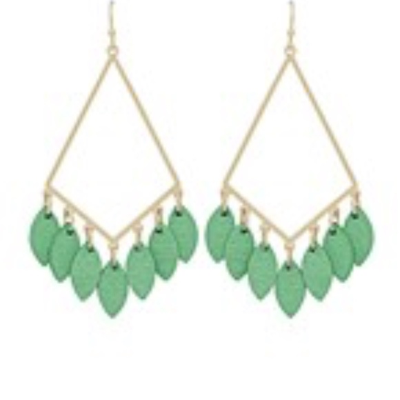 Wood Leaf Deco Diamond Shape Earrings - Picture 4 of 5